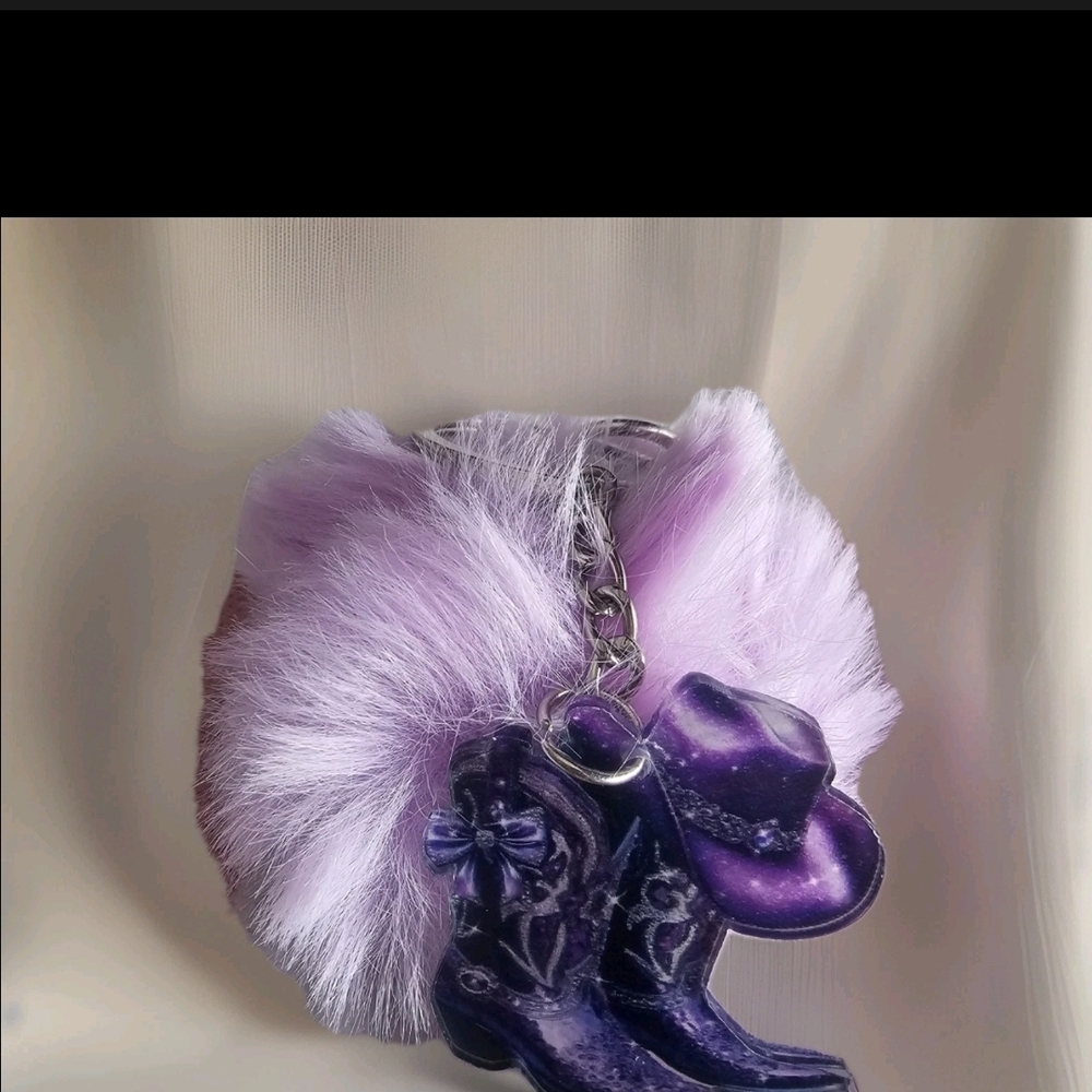Cowgirl Boot Keychain 2D with Puff Ball- Various Colors To Choose -NWOT - Picture 10 of 16
